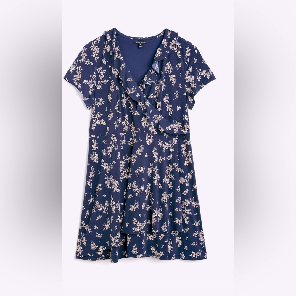 41 Hawthorn 1X blue - Adley Knit Faux Wrap Dress (with tags and never worn)